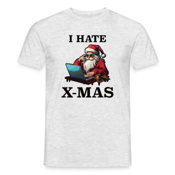 Tech-Weihnachtsmann hasst Weihnachten - Männer T-Shirt - Grau meliert - Vorne - AI Model Male 178 dark (178cm)
