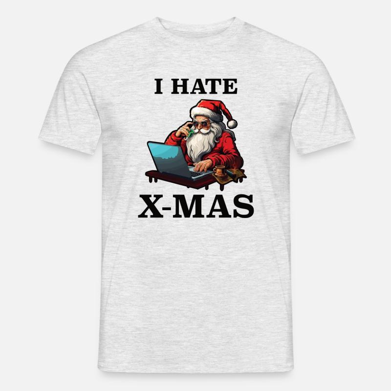 Tech-Weihnachtsmann hasst Weihnachten - Männer T-Shirt - Grau meliert