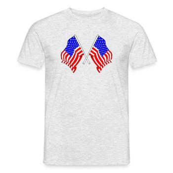 Deux drapeaux des États-Unis - T-shirt homme - gris chiné - Devant - AI Model Male 178 dark (178cm)