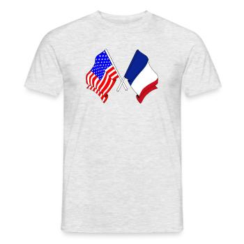 Flagge der Vereinigten Staaten USA und Flagge Frankreich - Männer T-Shirt - Grau meliert - Vorne - AI Model Male 178 dark (178cm)