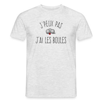J'peux pas j'ai les boules / Boules de Pétanque - T-shirt homme - gris chiné - Devant - AI Model Male 178 dark (178cm)