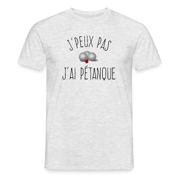 J'peux pas j'ai Pétanque / Boules de Pétanque  - T-shirt homme - gris chiné - Devant - AI Model Male 178 dark (178cm)