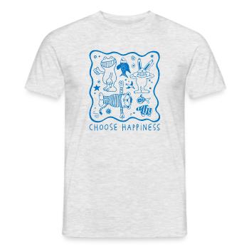 Janosch Choose Happiness Blue Design - Men's T-Shirt - heather grey - Front - AI Model Male 178 dark (178cm)