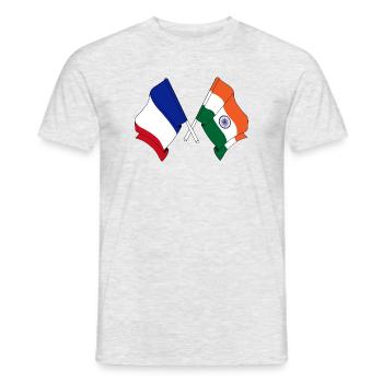 Drapeau de la France et drapeau de l’Inde - T-shirt homme - gris chiné - Devant - AI Model Male 178 dark (178cm)