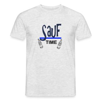 Sauf-Time-Logo mit Blauer Unterstreichung - Männer T-Shirt - Grau meliert - Vorne - AI Model Male 178 dark (178cm)