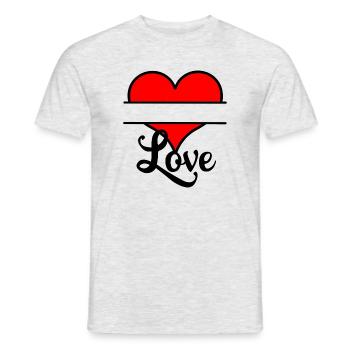 Logo heart with text space - Men's T-Shirt - heather grey - Front - AI Model Male 178 dark (178cm)