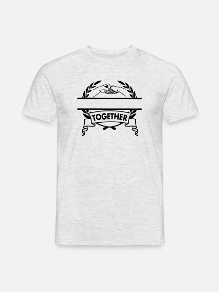 "GEMEINSAM" Handgeste zweier Fäuste - Männer T-Shirt - Grau meliert