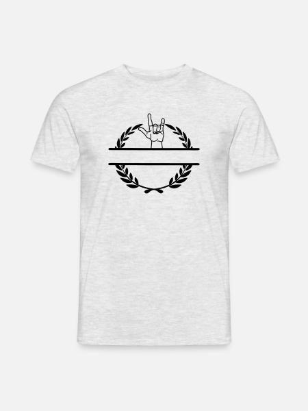 Handgeste des Respekts im Lorbeerkranz - Männer T-Shirt - Grau meliert