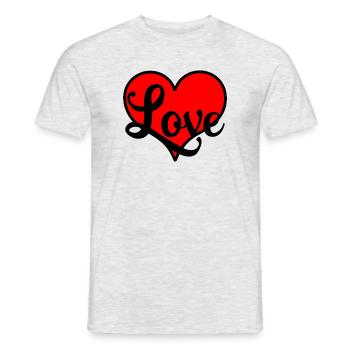 Rotes Herz mit dem Text "Love" - Männer T-Shirt - Grau meliert - Vorne - AI Model Male 178 dark (178cm)