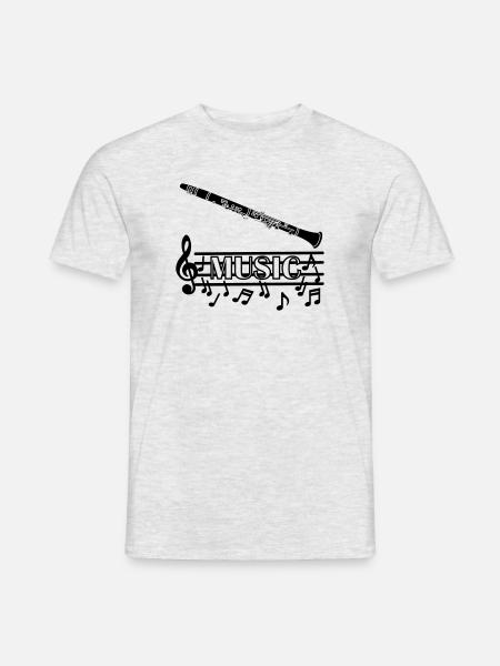 Clarinette instrument à vent avec des sons musicaux en dessous - T-shirt homme - gris chiné
