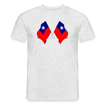 Deux drapeaux croisés depuis Taïwan - T-shirt homme - gris chiné - Devant - AI Model Male 178 dark (178cm)