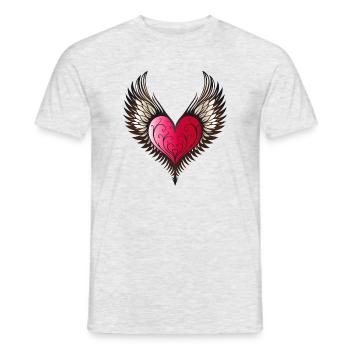Heart Wings Winged Heart - Men's T-Shirt - heather grey - Front - AI Model Male 178 dark (178cm)