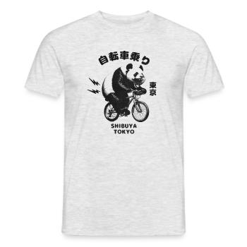 Radfahrender Panda Shibuya Tokyo - Männer T-Shirt - Grau meliert - Vorne - AI Model Male 178 dark (178cm)