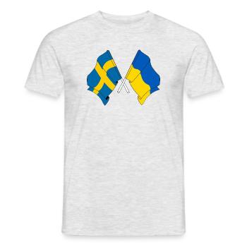 Flagge Schweden, Flagge Ukraine - Männer T-Shirt - Grau meliert - Vorne - AI Model Male 178 dark (178cm)