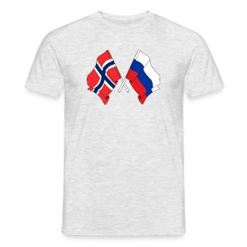 Drapeau de la Norvège, drapeau de la Russie - T-shirt homme - gris chiné - Devant - AI Model Male 178 dark (178cm)