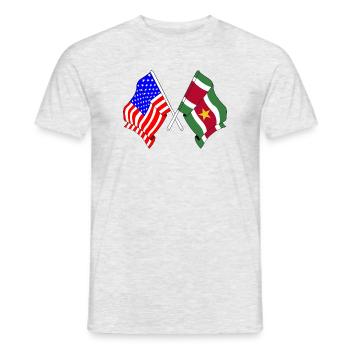 Drapeau des États-Unis et drapeau du Suriname - T-shirt homme - gris chiné - Devant - AI Model Male 178 dark (178cm)