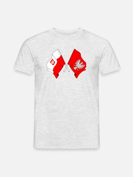 Flag Poland, Masovia crossed - Men's T-Shirt - heather grey