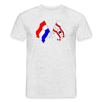 Flagge der Niederlande, Drenthe gekreuzt - Männer T-Shirt - Grau meliert - Vorne - AI Model Male 178 dark (178cm)