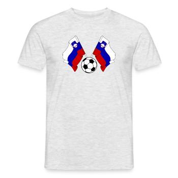 Zwei slowenische Flaggen Fußball Slowenien - Männer T-Shirt - Grau meliert - Vorne - AI Model Male 178 dark (178cm)