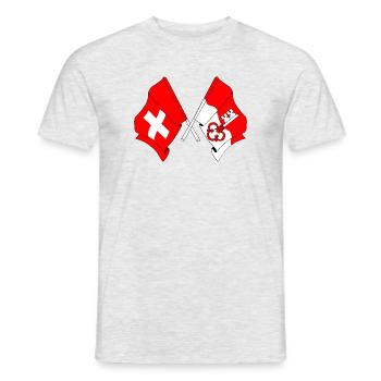Drapeau de la Suisse et drapeau d’Obwald - T-shirt homme - gris chiné - Devant - AI Model Male 178 dark (178cm)