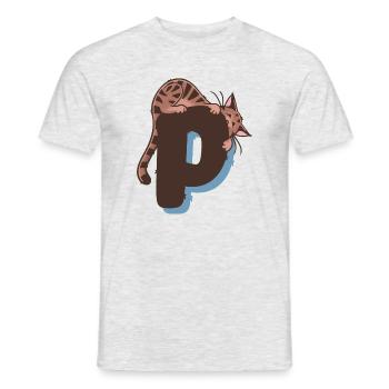 Katze Buchstabe P - Männer T-Shirt - Grau meliert - Vorne - AI Model Male 178 dark (178cm)