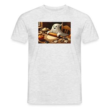 Ghost baking cookies: Sweet Halloween fun - Men's T-Shirt - heather grey - Front - AI Model Male 178 dark (178cm)