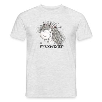 Horse Girl Pferdemädchen Pferde Cartoon - Männer T-Shirt - Grau meliert - Vorne - AI Model Male 178 dark (178cm)