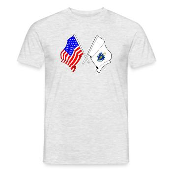 USA and state of Massachusetts flag crossed - Men's T-Shirt - heather grey - Front - AI Model Male 178 dark (178cm)