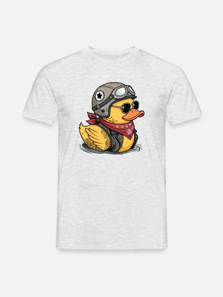 Biker Badeente Motorrad Rocker - Männer T-Shirt - Grau meliert