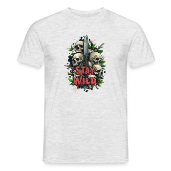 Stay Wild Knife Knife Life Motto - Men's T-Shirt - heather grey - Front - AI Model Male 178 dark (178cm)