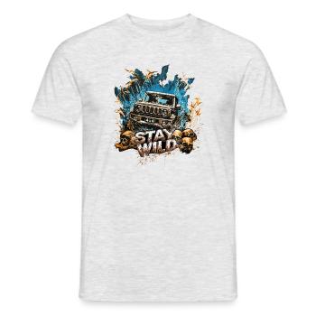 Jimny 4x4 Stay Wild Offroad Off-Road Off Road Car - Männer T-Shirt - Grau meliert - Vorne - AI Model Male 178 dark (178cm)