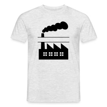 Factory with smoke name banner - Men's T-Shirt - heather grey - Front - AI Model Male 178 dark (178cm)