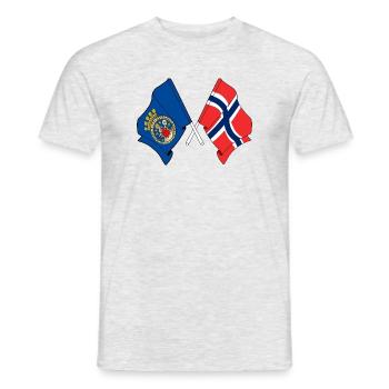 Zwei Flaggen gekreuzt von Oslo und Flagge Norwegen - Männer T-Shirt - Grau meliert - Vorne - AI Model Male 178 dark (178cm)
