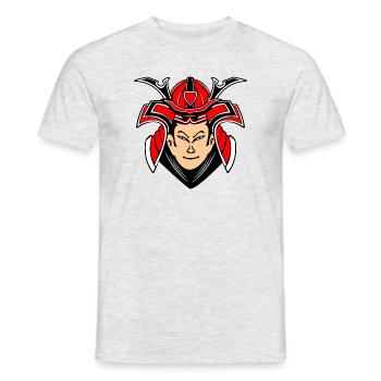 Samurai with helmet design - Men's T-Shirt - heather grey - Front - AI Model Male 178 dark (178cm)