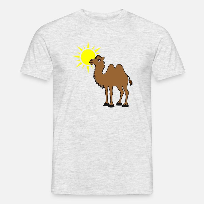Kamel mit Sonne in der Wüste - Männer T-Shirt - Grau meliert