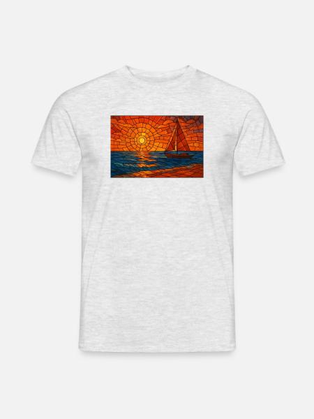 Stilvolles Segelboot im Sonnenuntergang – Glasmosa - Männer T-Shirt - Grau meliert