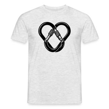 Carabiner Heart – Love of Climbing - Men's T-Shirt - heather grey - Front - AI Model Male 178 dark (178cm)