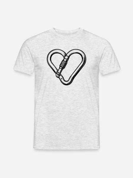 Heart carabiner – pure climbing love - Men's T-Shirt - heather grey