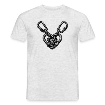 Heart of Rope & Carabiners – Climbing Love - Men's T-Shirt - heather grey - Front - AI Model Male 178 dark (178cm)