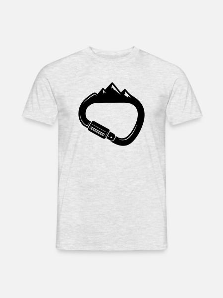 Karabiner und Berge – Einfach Klettern - Männer T-Shirt - Grau meliert