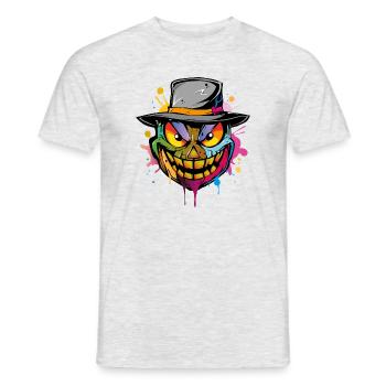 Halloween Face - Männer T-Shirt - Grau meliert - Vorne - AI Model Male 178 dark (178cm)