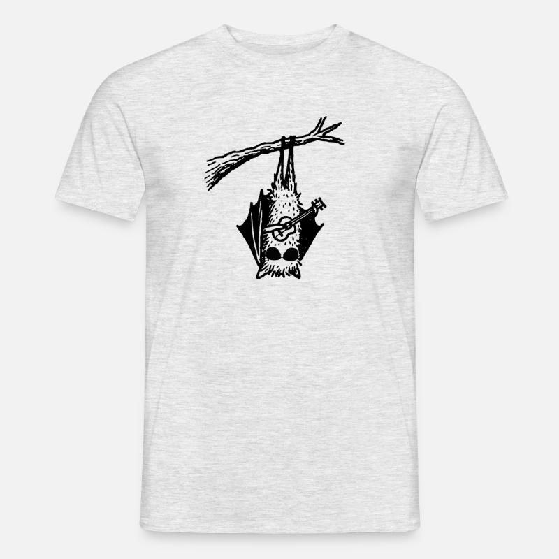 Fledermaus mit Ukulele - Männer T-Shirt - Grau meliert