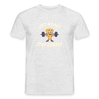 Cartoon Cheese – Lift Heavy, Stay Cheesy - Männer T-Shirt - Grau meliert - Vorne - AI Model Male 178 dark (178cm)