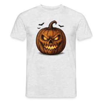 Spooky Pumpkin with Bats Halloween Shirt - Men's T-Shirt - heather grey - Front - AI Model Male 178 dark (178cm)