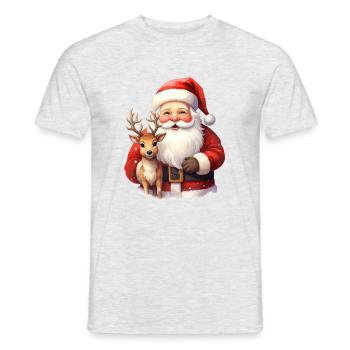 Santa Claus with Reindeer – Winter Magic - Men's T-Shirt - heather grey - Front - AI Model Male 178 dark (178cm)