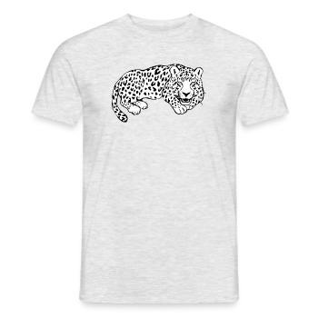 T-shirt blanc léopard en chat Leparden T-shirt cadeau - T-shirt homme - gris chiné - Devant - AI Model Male 178 dark (178cm)