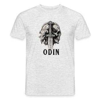 Odin-Skull-Sword-Nordic-God-Edda - Men's T-Shirt - heather grey - Front - AI Model Male 178 dark (178cm)