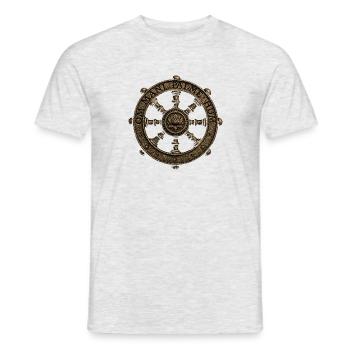 Mandala de la Roue du Dharma du Lotus - T-shirt homme - gris chiné - Devant - AI Model Male 178 dark (178cm)