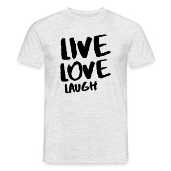 Vivre Amour Rire - Pinceau dessiné à la main en noir - T-shirt homme - gris chiné - Devant - AI Model Male 178 dark (178cm)
