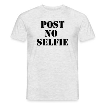 Post Pas de selfie - Pochoir urbain noir - T-shirt homme - gris chiné - Devant - AI Model Male 178 dark (178cm)